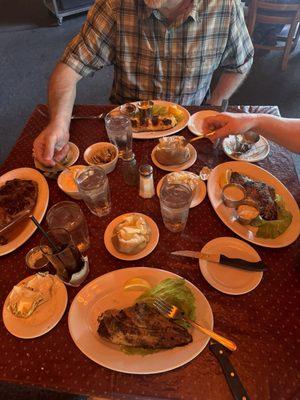 Grilled catfish, haddock and Ribeye steak.