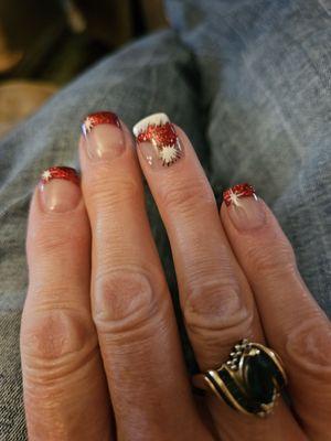 My Christmas nails, right hand