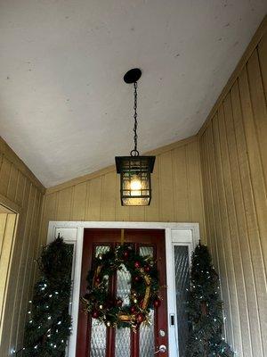 Front porch chandelier light install