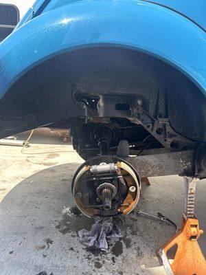 New rear brakes, wheel cylinders and soft lines installed.