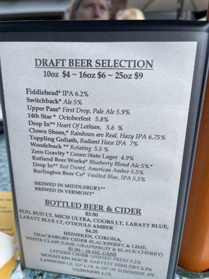 Good selection of draft beer