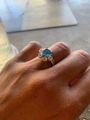 Custom engagement ring and band