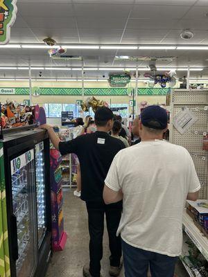 20+ people in checkout line!