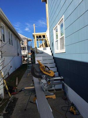 Steps and deck being build in Ocean City.