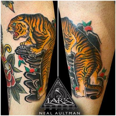 Tattoo by Lark Tattoo artist Neal Aultman.
 See more of Neal's work here: http://www.larktattoo.com/nealaultman