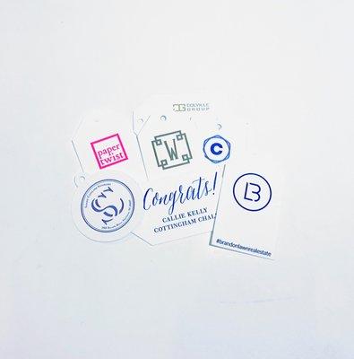 Letterpress gift tags for personal and corporate clients