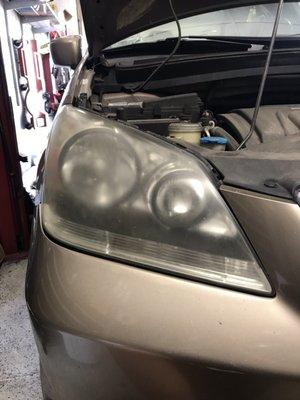 Before headlight restoration