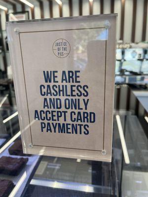 Card payments only