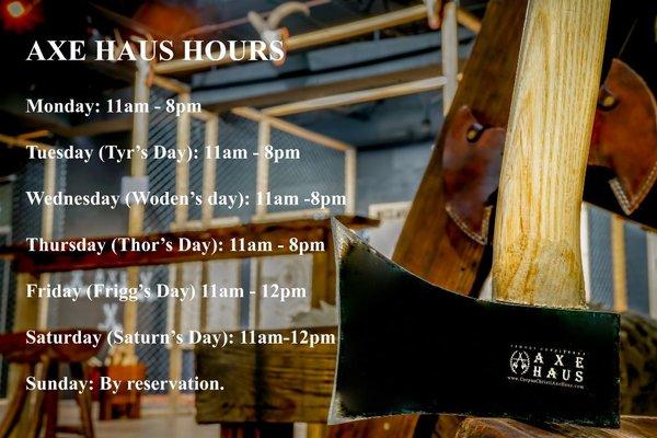 Our reg. hours and the days Vikings gave us!