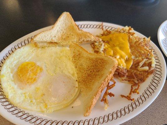 The "eggs" portion of the Steak And Eggs breakfast.