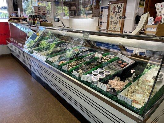 Fresh selection of seafood in their deli case. Always rotating with whatever is fresh and in season. Super friendly and helpful staff.