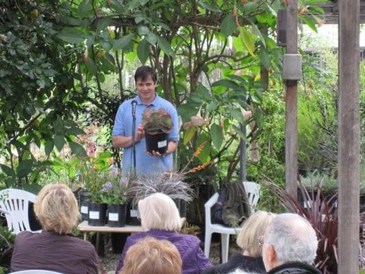 Matthew speaking about one of the fabulous succulents he brought with him.