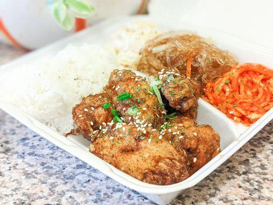 Garlic Fried Chicken Lunch Plate - Best soy garlic wings!!!