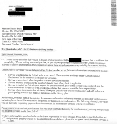 Letter initially sent to Daniel Friedman regarding his illegal billing practices.