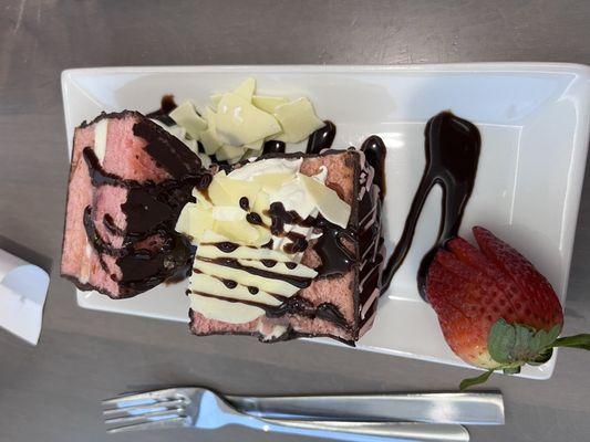 Strawberry cream cheese chocolate ganache dessert