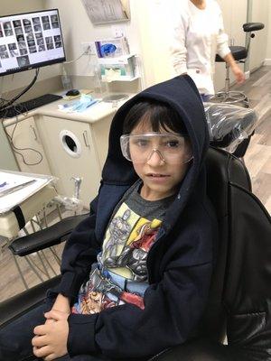 A picture of my son at the dentist