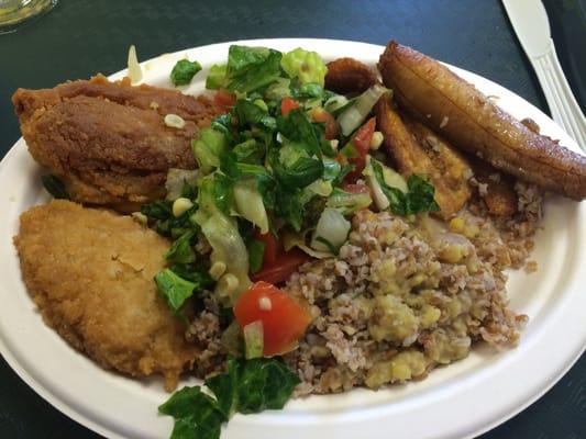 The plantains, on the right, are absolutely wonderful, the best I've tasted.  Great source of iron!