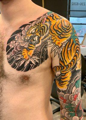 Tiger chest and sleeve.