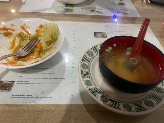 Ginger, salad and miso soup