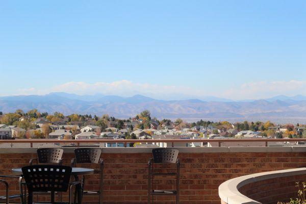 The mountain view from the patio! Also has indoor and outdoor fireplaces.