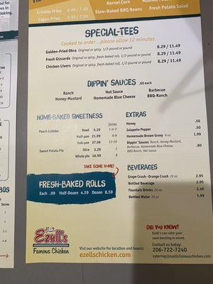 Current menu