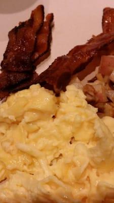 basic scramble, bacon and potatoes