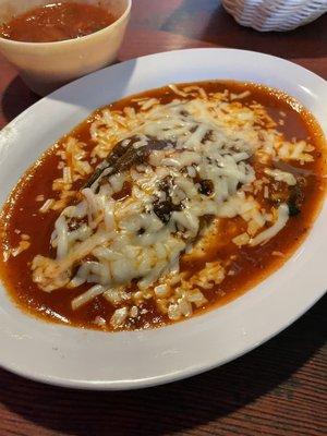 Chile Relleno (cheese with red sauce)