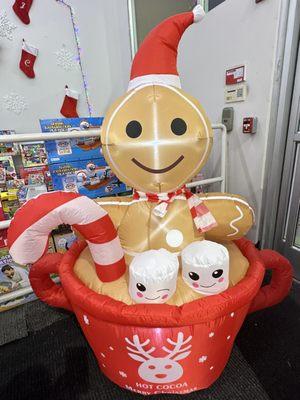 At the entrance to greet you,  there's a Gingerbread Man & Marshmallows in a Cup of Hot Chocolate Blow up @ CVS in Studio City CA.