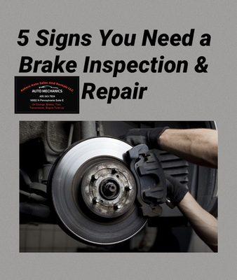 Free Brake Inspection Plus %15 Off all Brake repairs and maintenance!