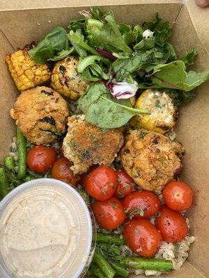 "Crab" Cakes with salad