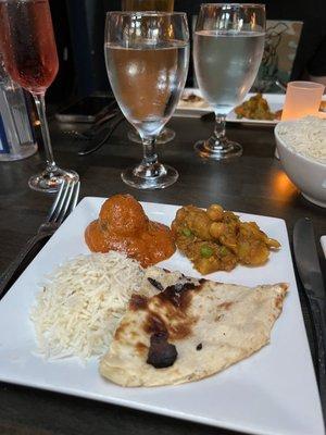 Malai Kofta Sabji Jalfrazi Naan Bread