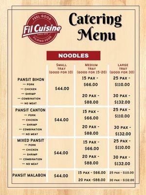 Catering Menu Noodles