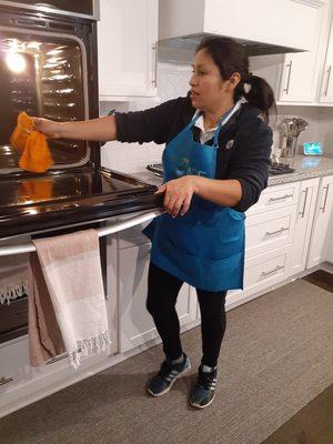 ROCKSTAR cleaner cleaning the oven