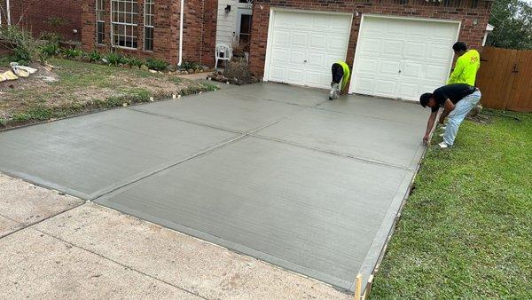 Poured driveway. Doing last touches.