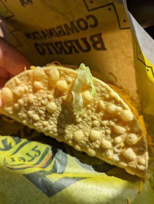 The shell is white corn which in my opinion makes a superior taco