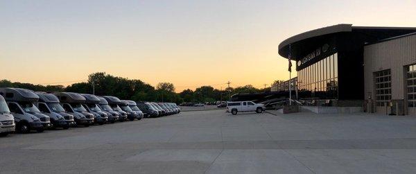 Iowa Sunset viewed from the area set aside for customer overnight parking!