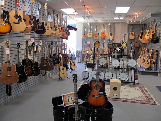 Guitars on display from many top brands.