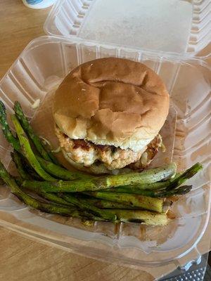 Salmon Burger w/asparagus