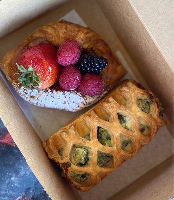 Mixed Berry Danish, Spinach & Feta pastry