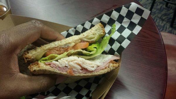 Amarillo club is a healthy size sandwich. Taste wise its not bad but not worth  $11 by itself.