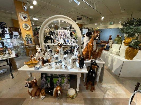 Ceramic Dog statues handmade In Italy by INTRADA  ITALY, LA MART showroom 800.