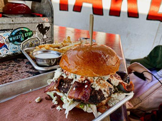 Stevie Burger & Garlic Parm Herb Fries