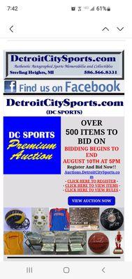 DC SPORTS Premium Auction Night Coming In August!  7/30/2024