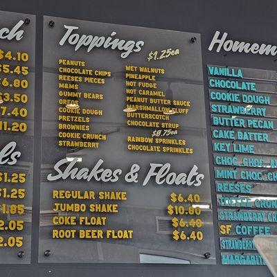 Menu as of September 2024