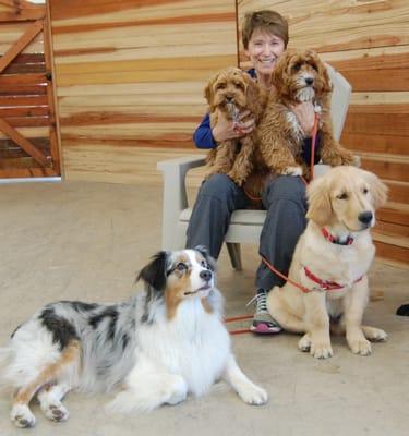 Hillary and friends, Monte, Barlow, Stanley and Joy