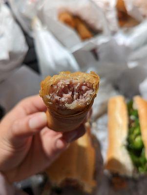 Inside the pork egg roll