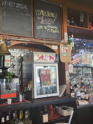 Bar countertop dining scene