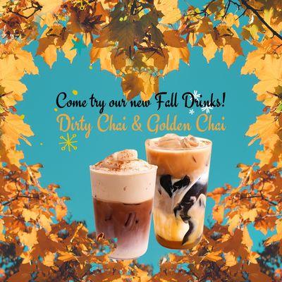 We have 2 Amazing Fall Drinks for Mountain View!  Dirty Chai & Golden Chai.  Come and enjoy them today...