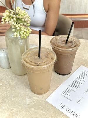 iced vanilla latte & iced chocolate latte