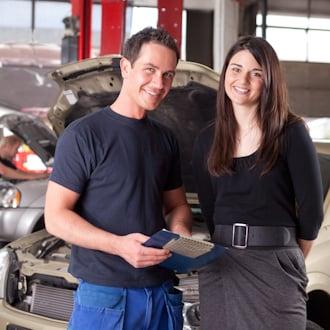 Technician explain the work performed on customer's vehicle